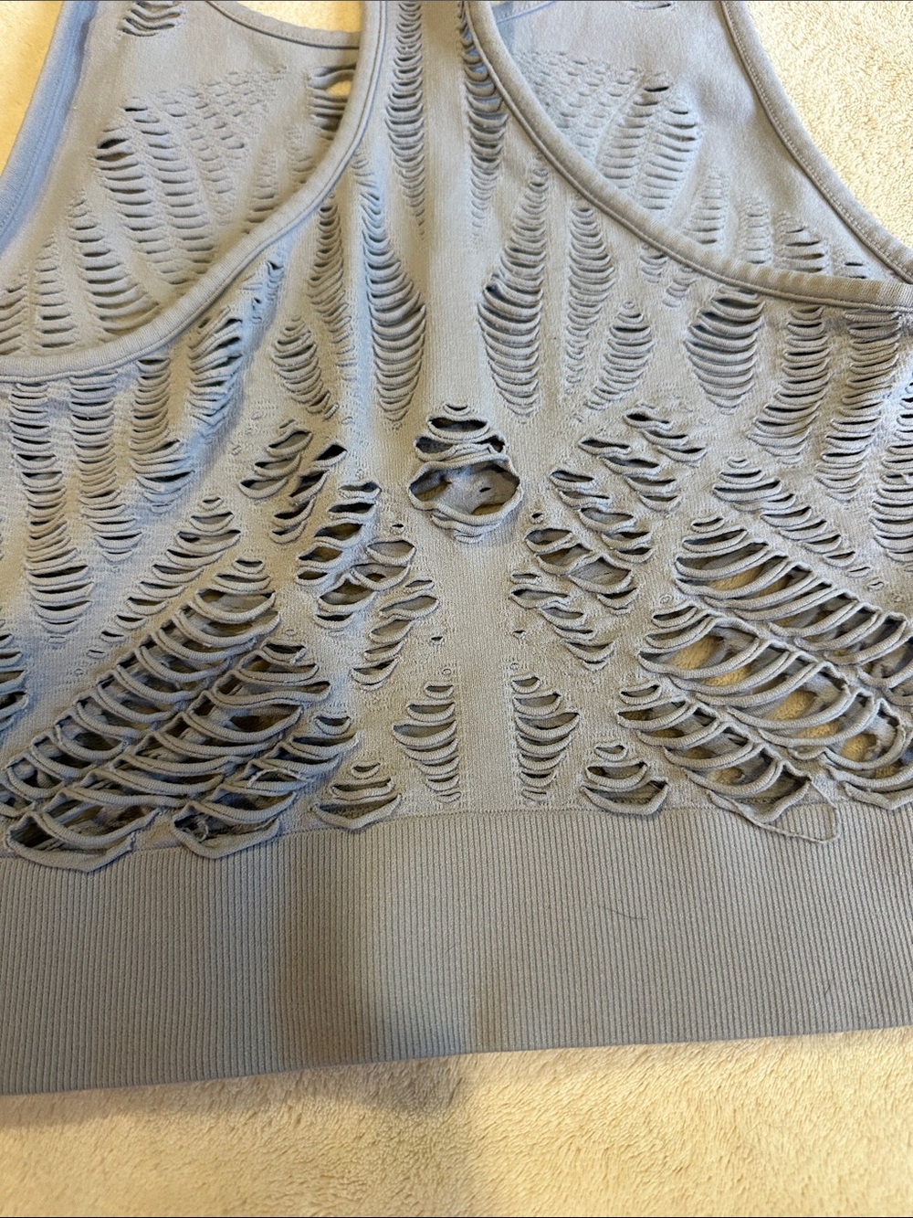 ALO-Light Blue Laser-Cut Racerback Crop Top size small ( read below - Picture 7 of 8